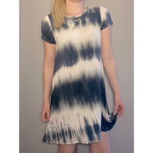 Rue21 Navy Blue & White Tie Dye Shirt Dress